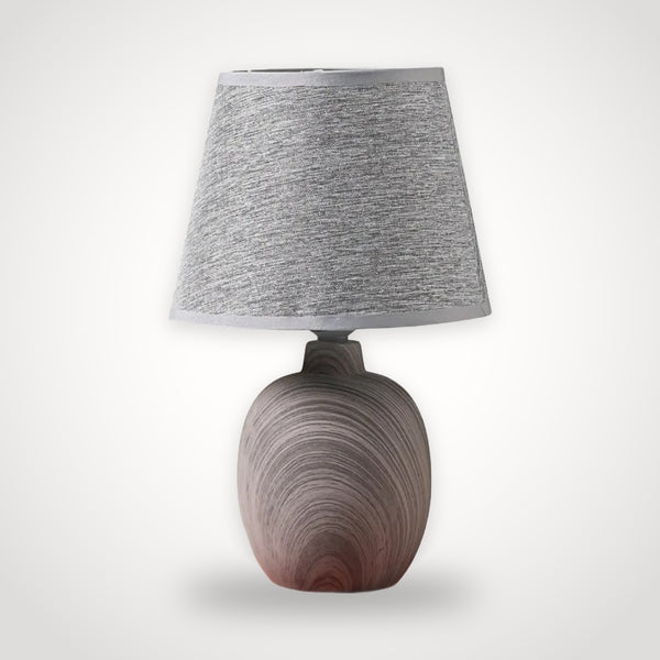 Lampe de chevet céramique effet bois – style japandi