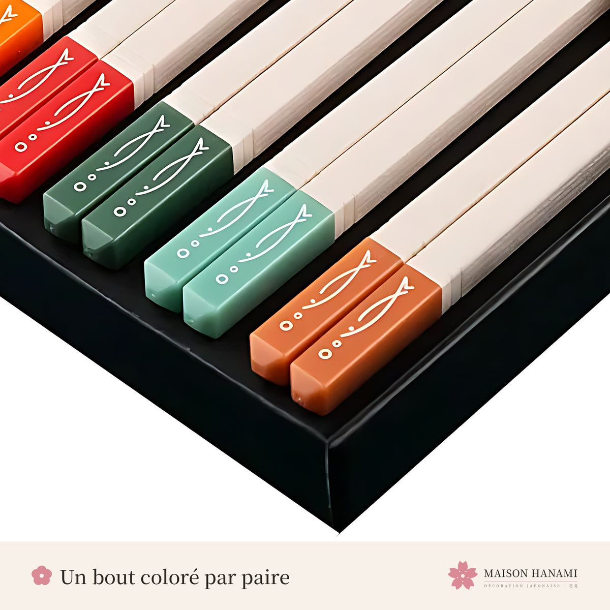 Baguettes japonaises blanches et colorées
