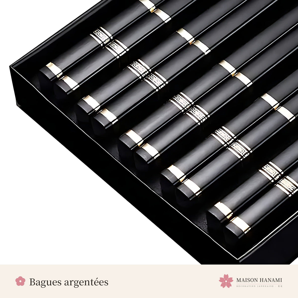 Baguettes japonaises noir et argent