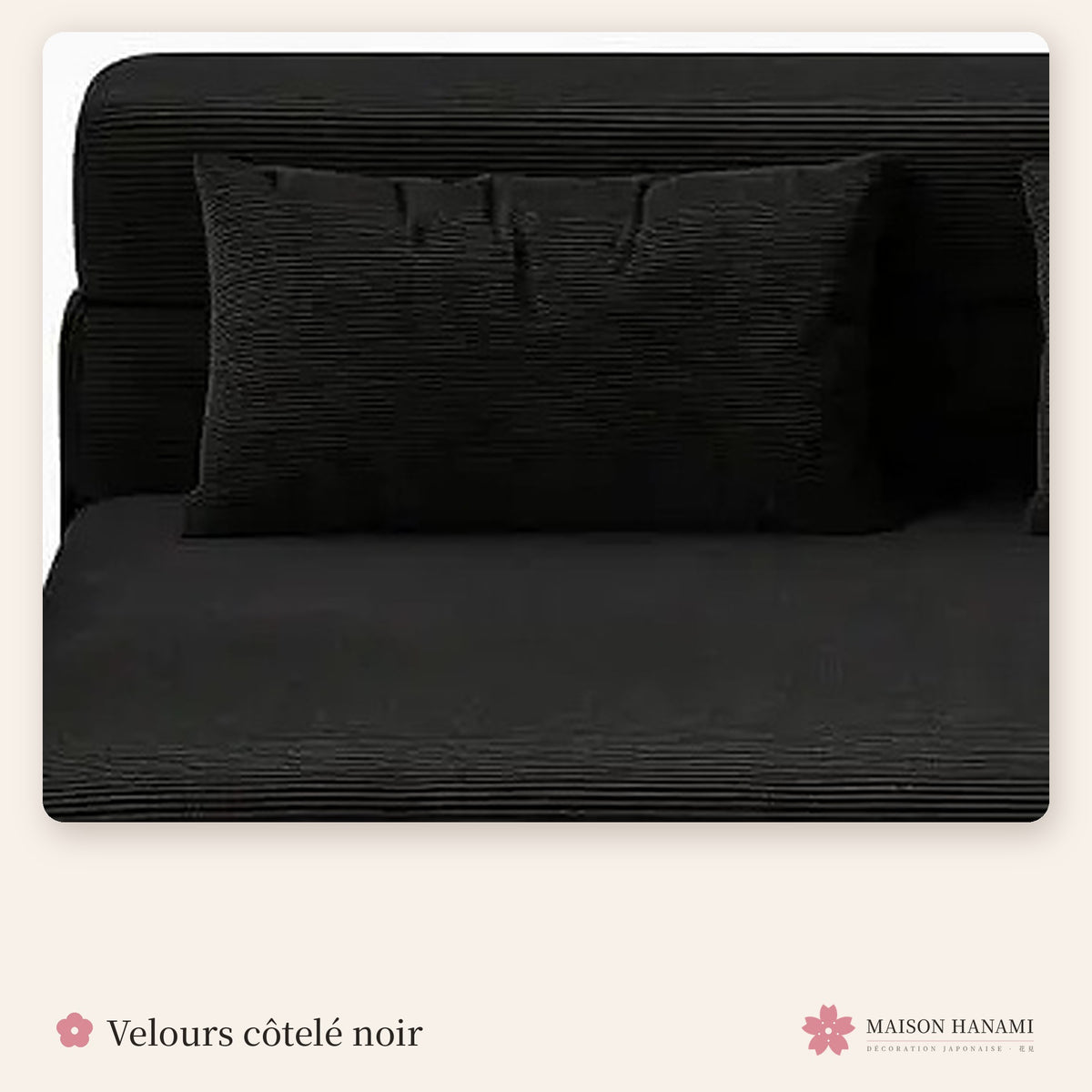 Canapé futon convertible 2 places en velours côtelé