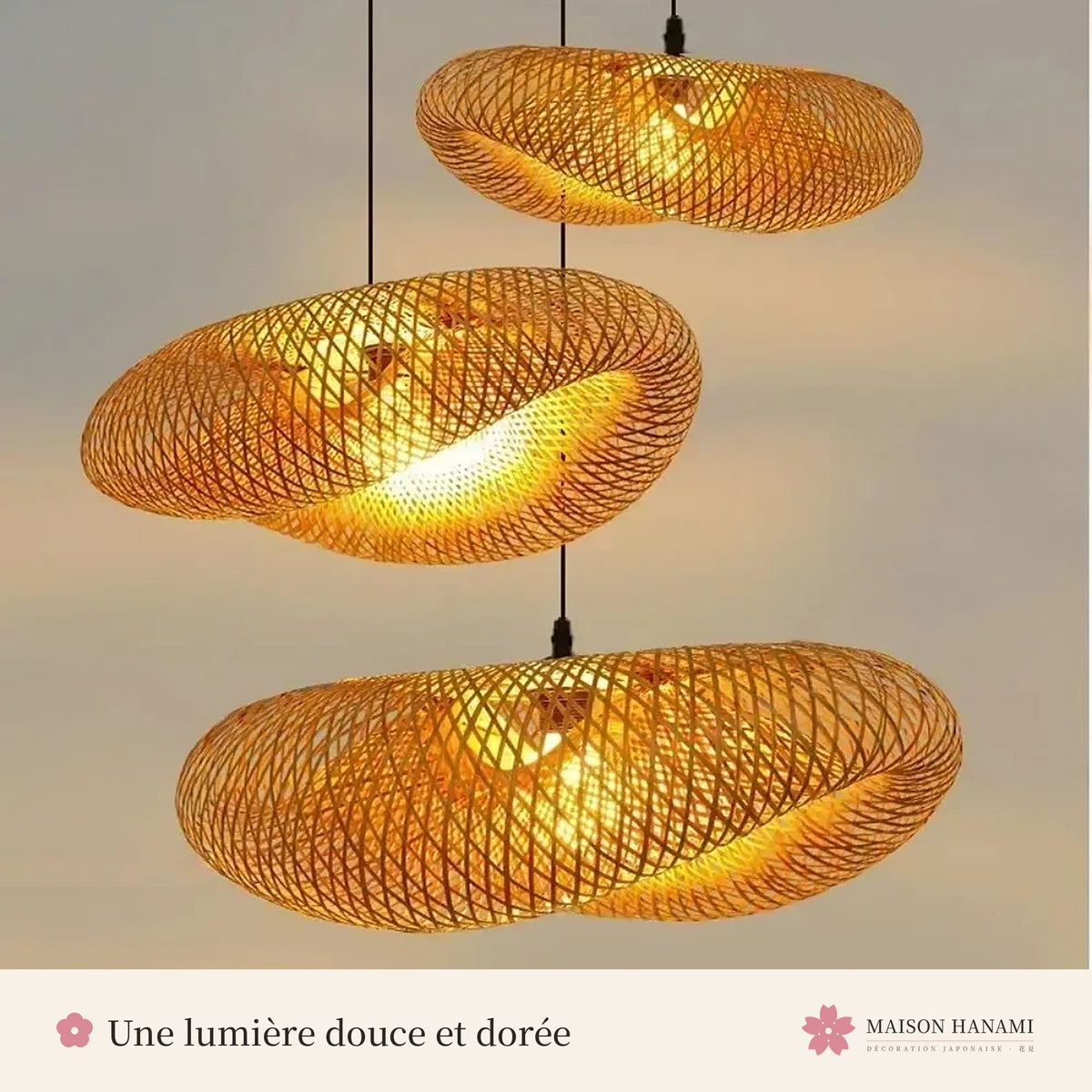 Lustre en bambou tressé japonais