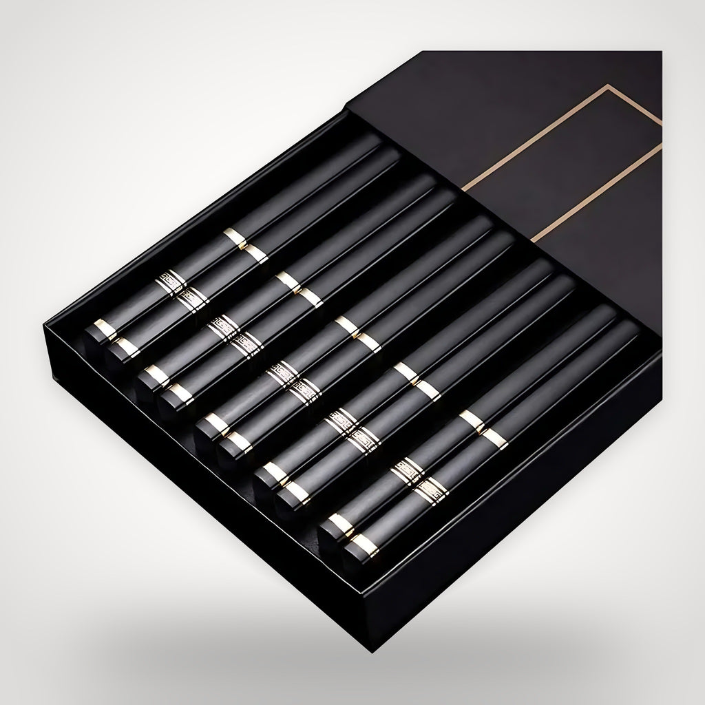 Baguettes japonaises noir et argent – coffret