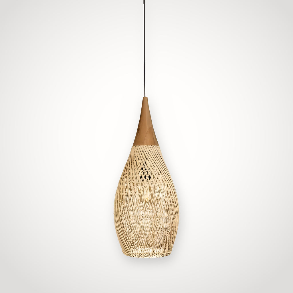 Suspension japonaise en rotin naturel – forme goutte