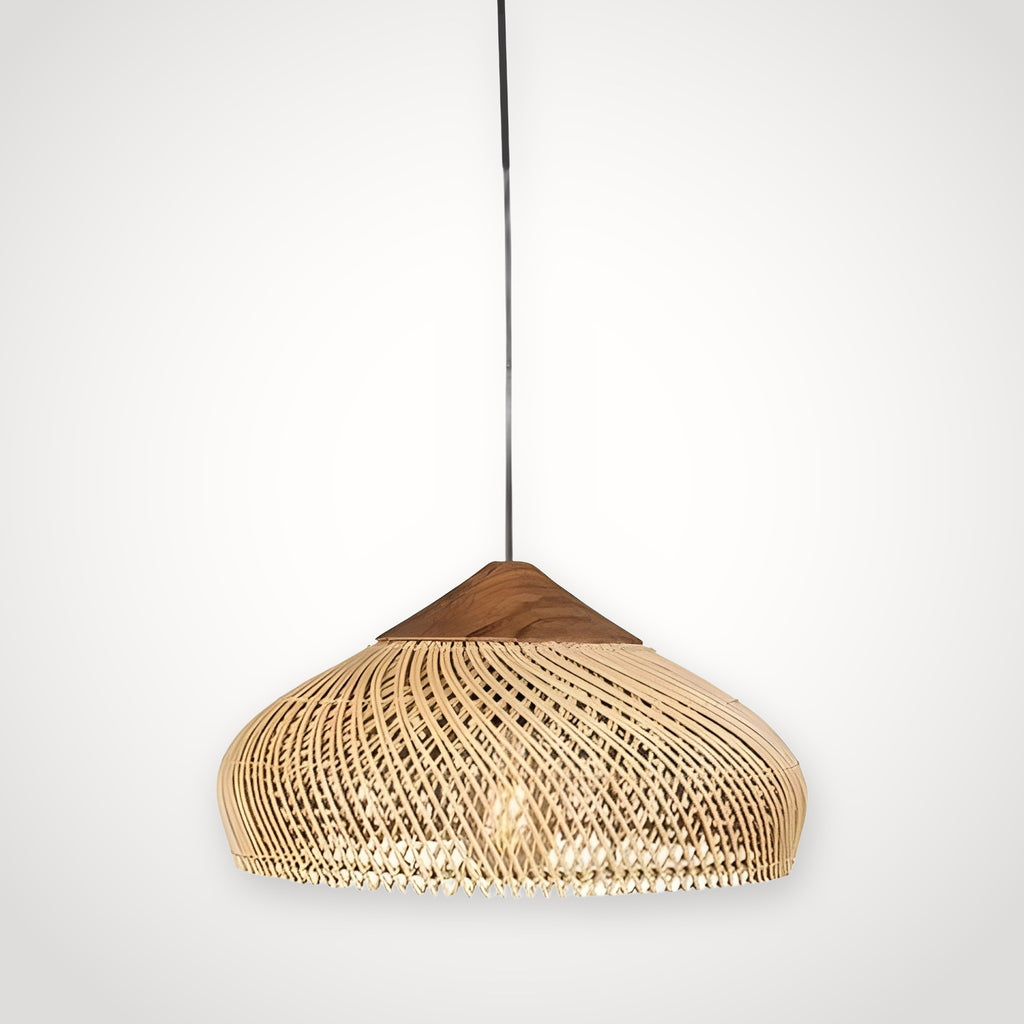 Suspension japonaise rotin naturel plate – japandi