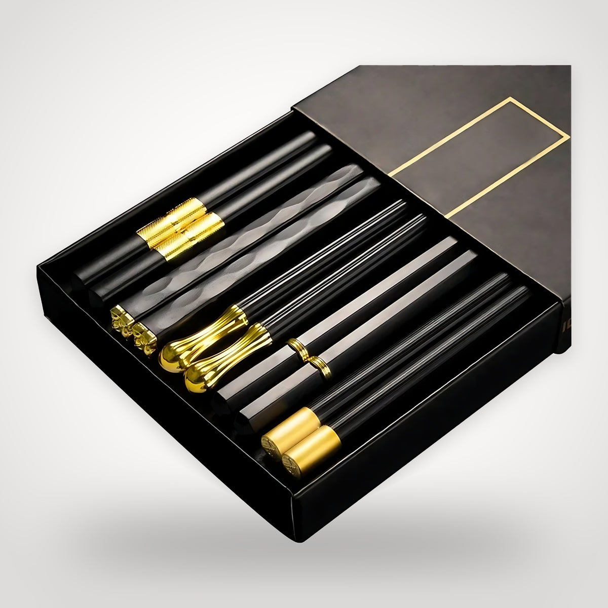 Baguettes japonaises noir et or – coffret cadeau