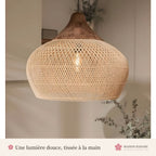 Suspension japonaise en rotin naturel – lampe boule – photo 2