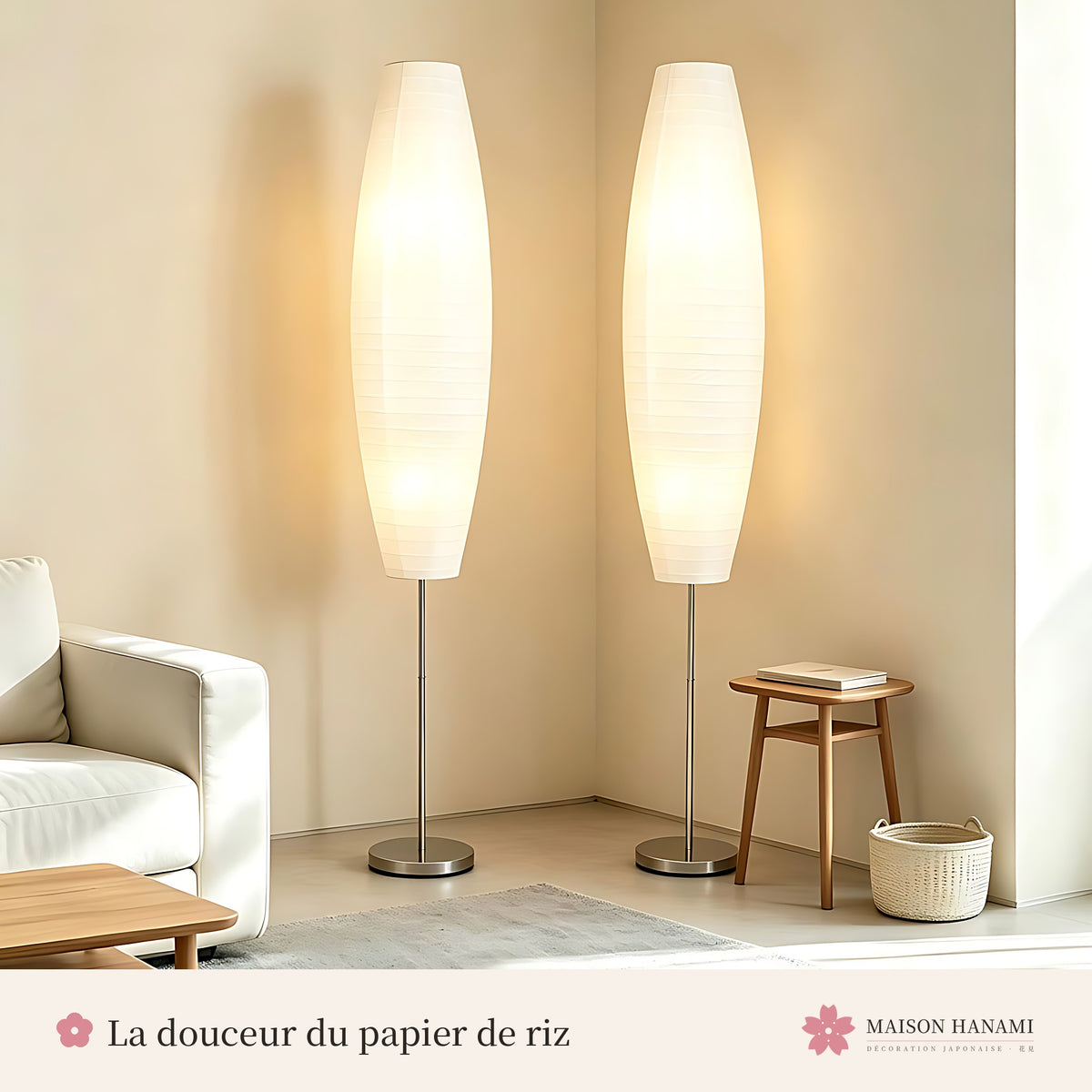 Lampadaire japonais en papier de riz – lot de 2 – photo 2