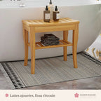 Tabouret de douche en bambou avec étagère – photo 3