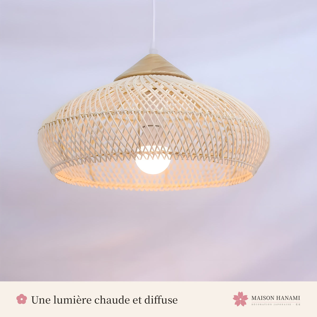 Suspension rotin naturel et bois