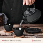 Service à thé japonais en fonte – théière et tasses – photo 3
