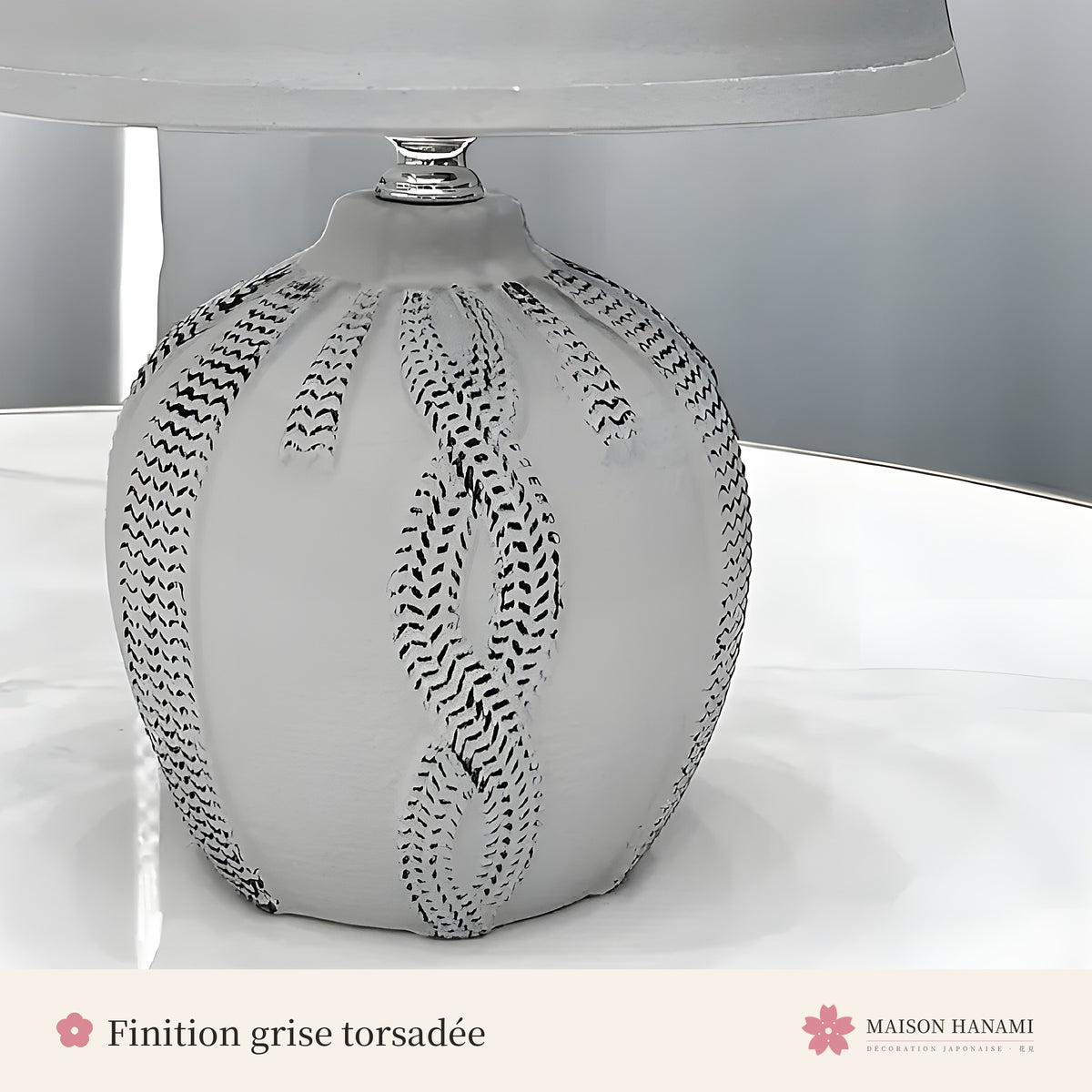 Lampe de chevet japonaise céramique grise – photo 2