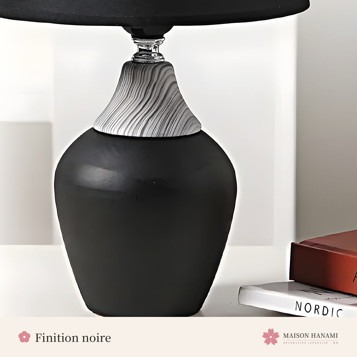 Lampe de chevet japonaise céramique noire – photo 2