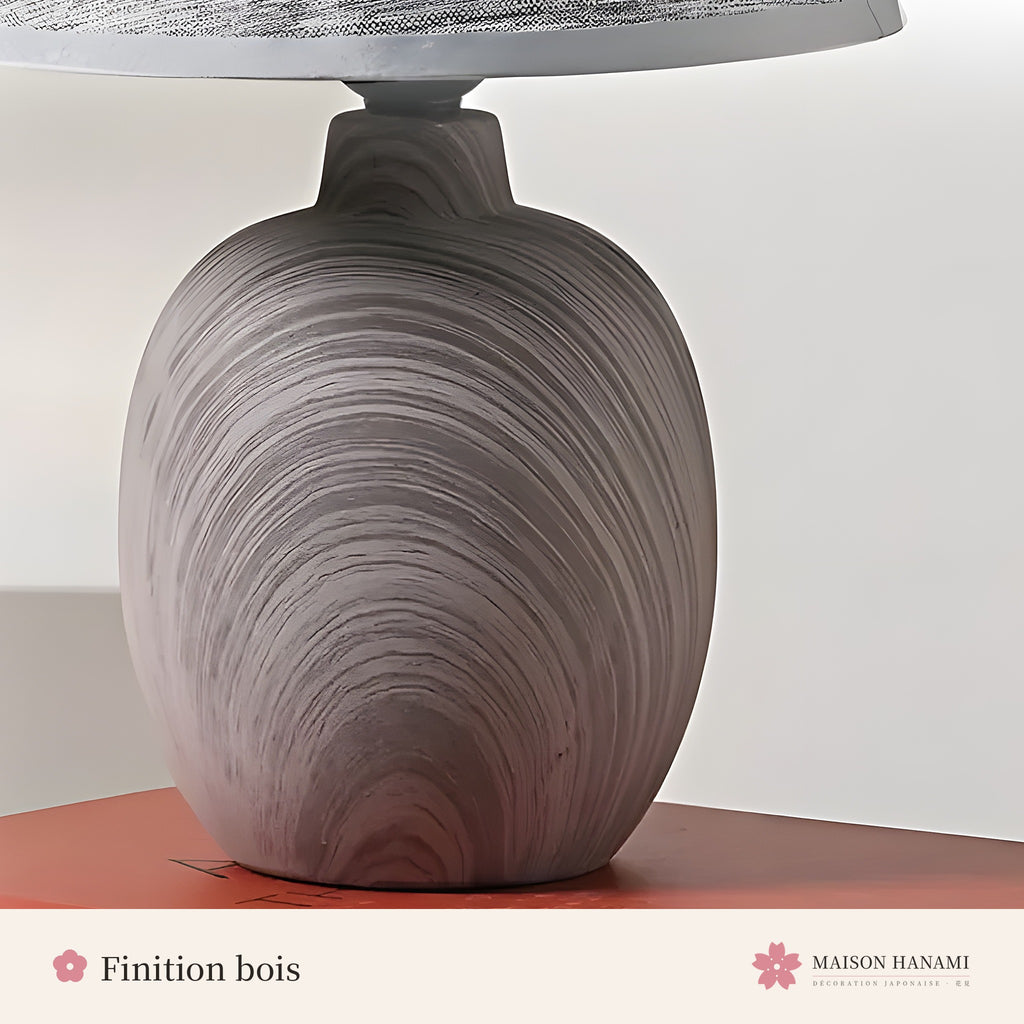 Lampe de chevet japonaise céramique effet bois – photo 2