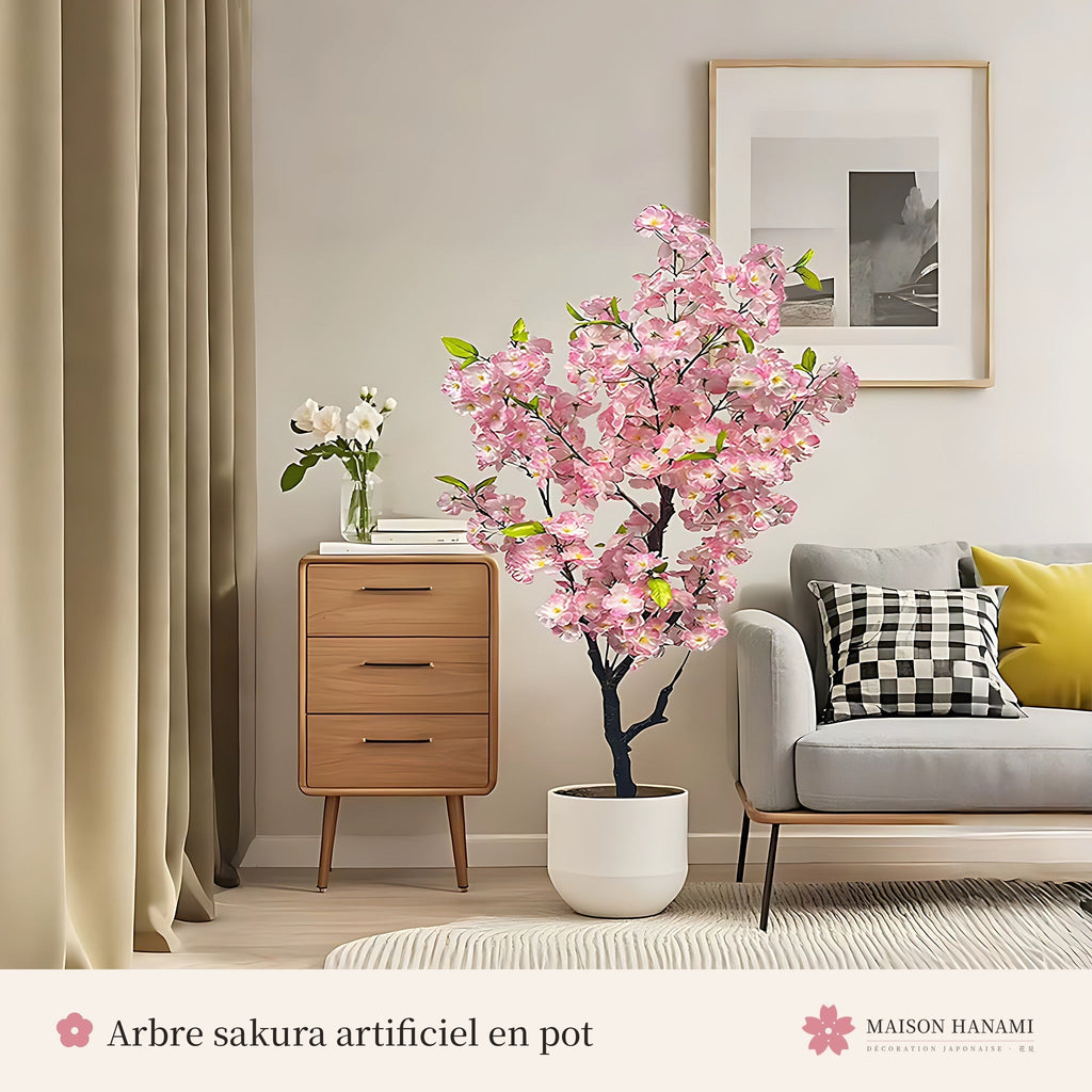 Pack déco japonaise zen : fontaine, tapis, sakura – photo 5