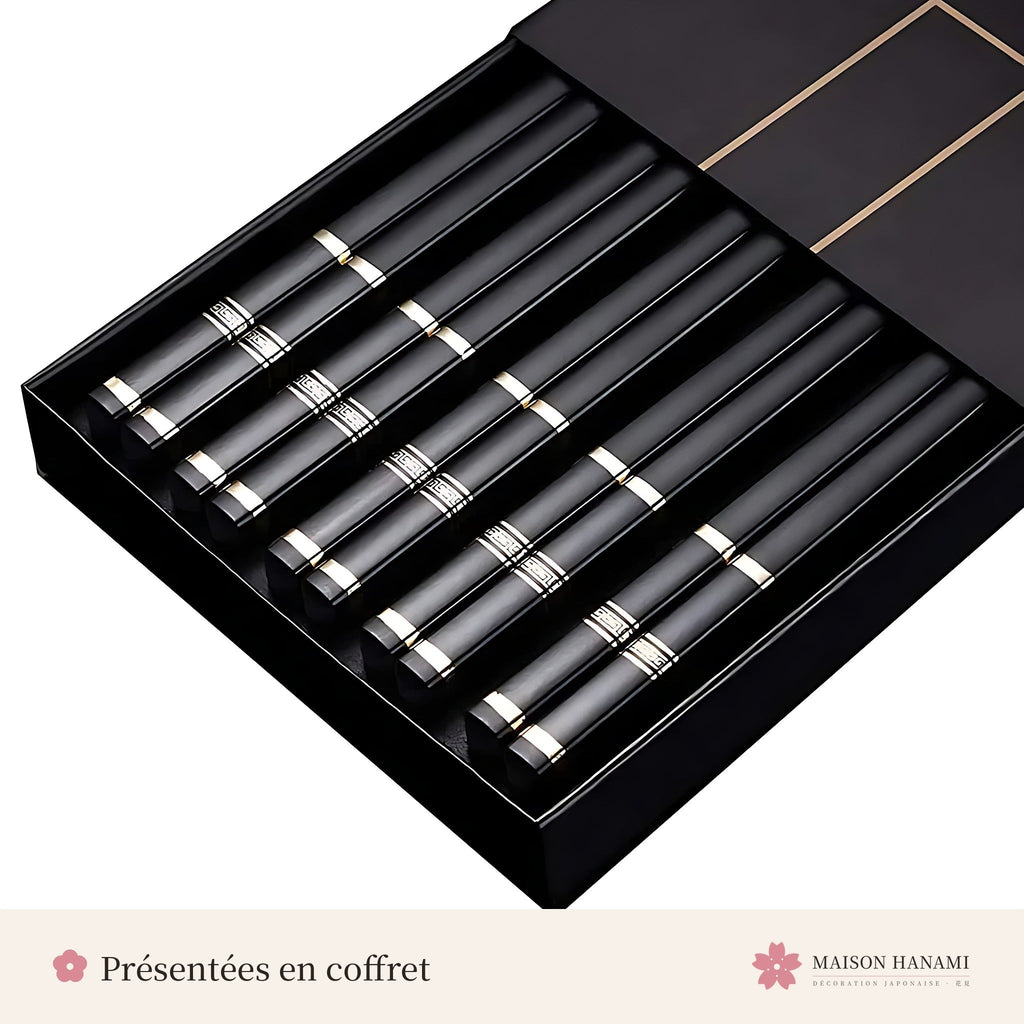 Baguettes japonaises noir et argent – coffret – photo 2