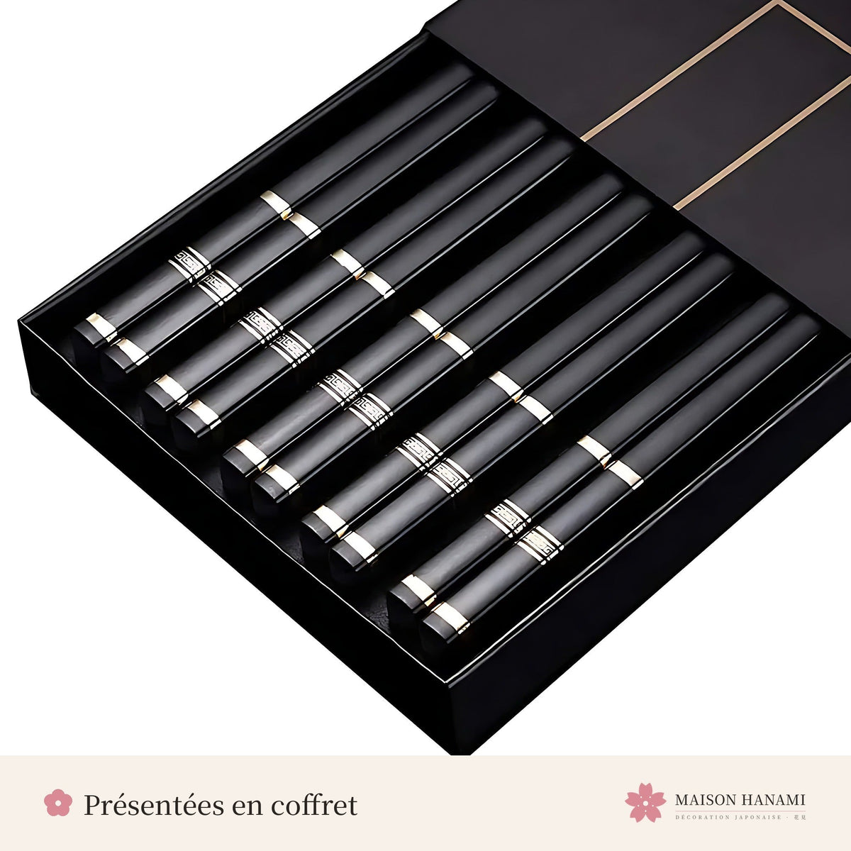 Baguettes japonaises noir et argent