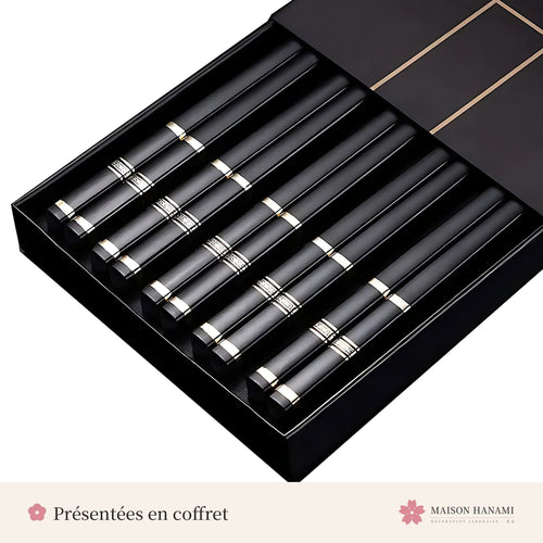 Baguettes japonaises noir et argent – coffret – photo 2