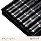 Baguettes japonaises noir et argent – coffret – photo 3