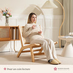 Chaise basse de lecture en rotin et bois – photo 2
