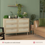 Commode 6 tiroirs en rotin – photo 2
