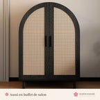 Armoire à chaussures en rotin, portes en arche noires