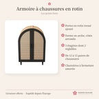 Armoire à chaussures en rotin, portes en arche noires