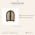 Armoire à chaussures en rotin, portes en arche noires