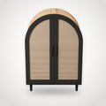 Armoire à chaussures en rotin – arche noire et bois