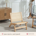 Chaise longue basse en rotin et bois – photo 3