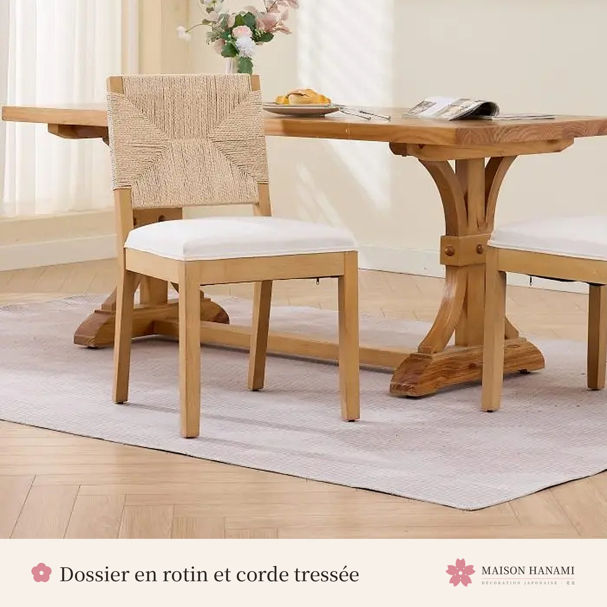 Lot de 2 chaises en bois, rotin et corde – photo 3