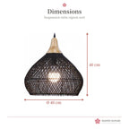 Suspension japonaise rotin noir et bois – boule – photo 4