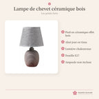 Lampe de chevet japonaise céramique effet bois – photo 3