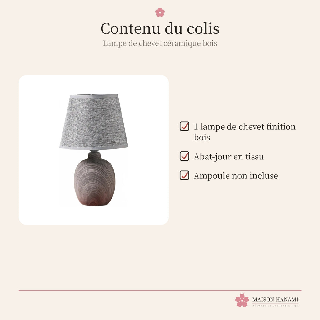 Lampe de chevet japonaise céramique effet bois – photo 5