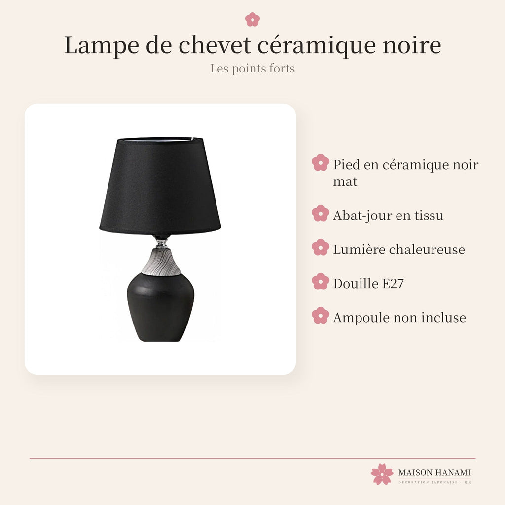 Lampe de chevet japonaise céramique noire – photo 3
