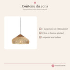 Suspension japonaise rotin naturel plate – japandi – photo 6