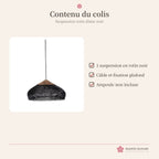 Suspension japonaise rotin noir et bois – plate – photo 5