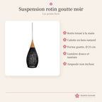 Suspension japonaise rotin noir – forme goutte – photo 3