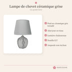Lampe de chevet japonaise céramique grise – photo 3