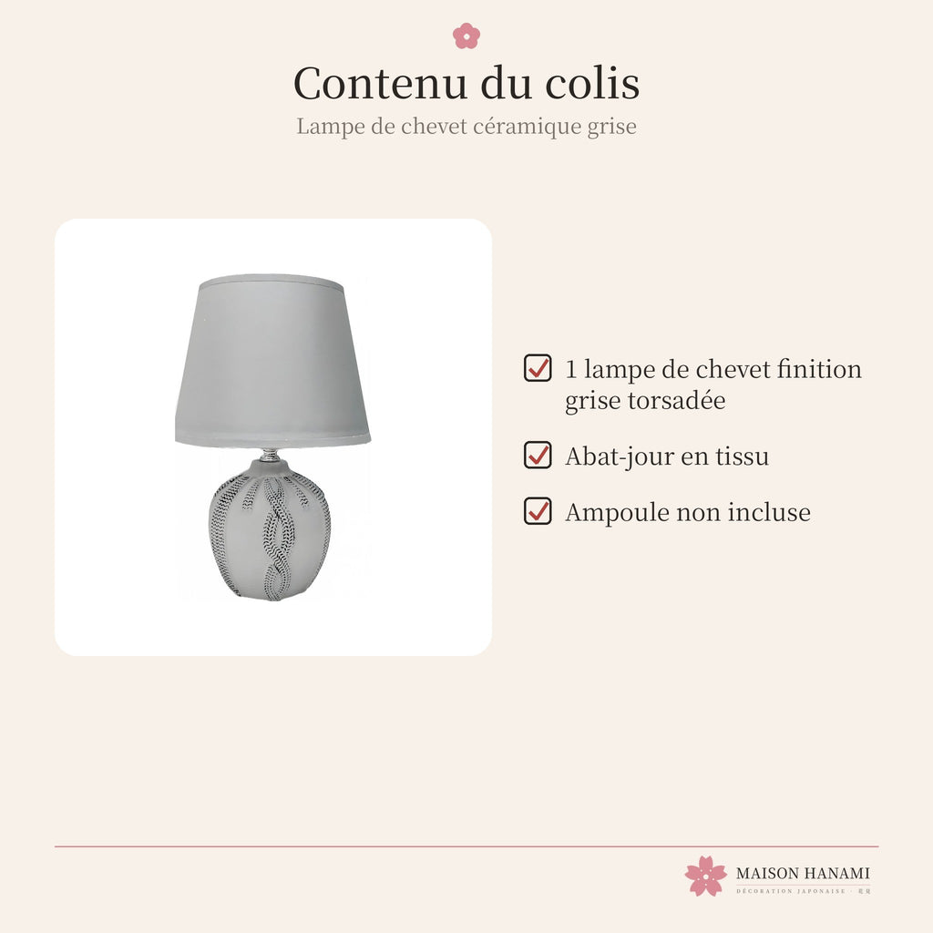 Lampe de chevet japonaise céramique grise – photo 5
