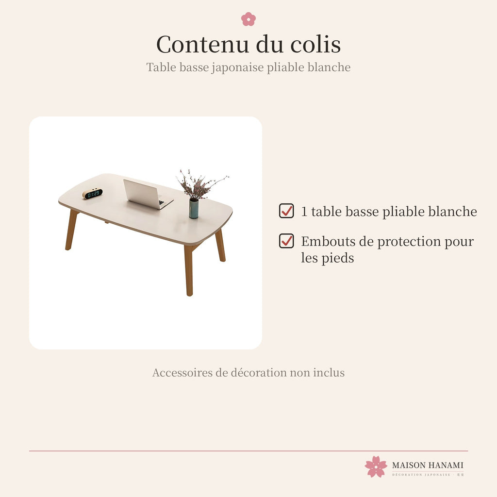 Table basse japonaise pliable blanche – photo 5