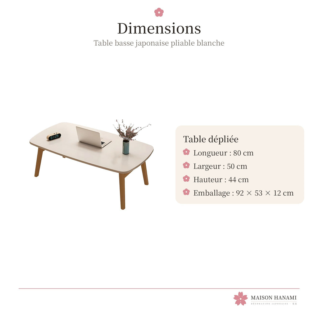 Table basse japonaise pliable blanche – photo 4