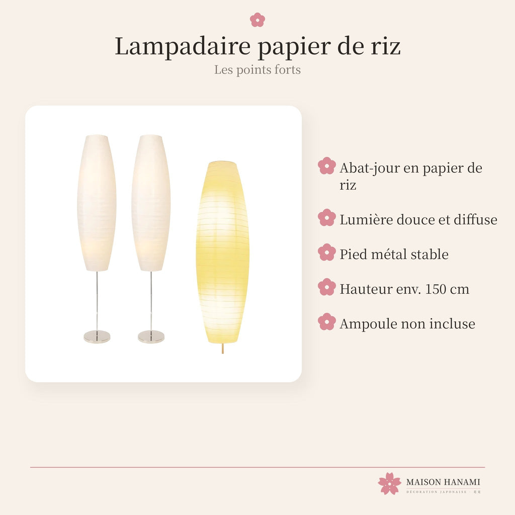 Lampadaire japonais en papier de riz – lot de 2 – photo 4