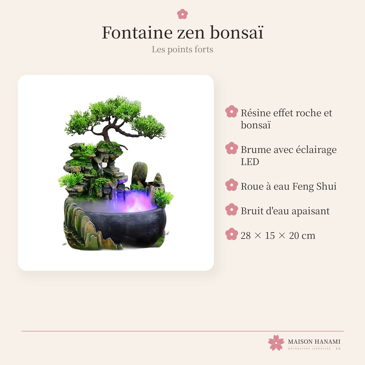 Fontaine zen d'intérieur – fontaine japonaise bonsaï – photo 4