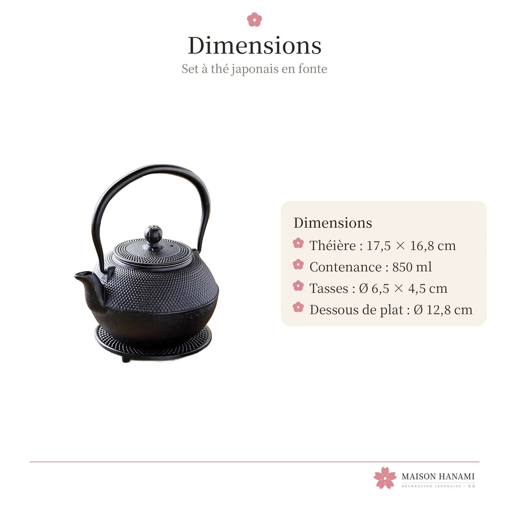 Service à thé japonais en fonte – théière et tasses – photo 5