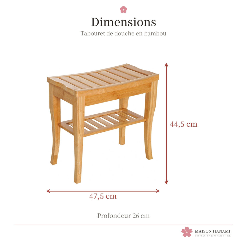 Tabouret de douche en bambou avec étagère – photo 5