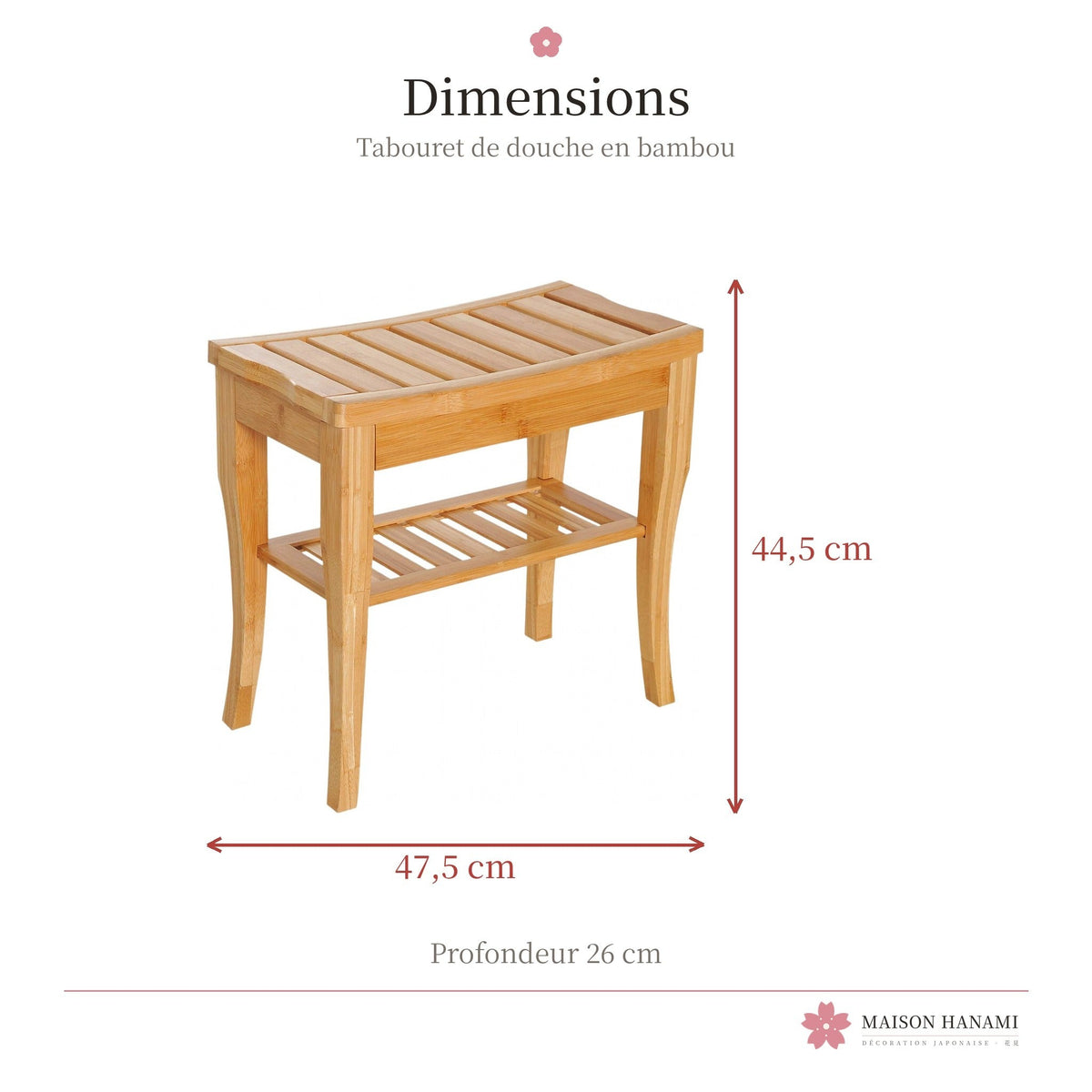 Tabouret de douche en bambou avec étagère – photo 5