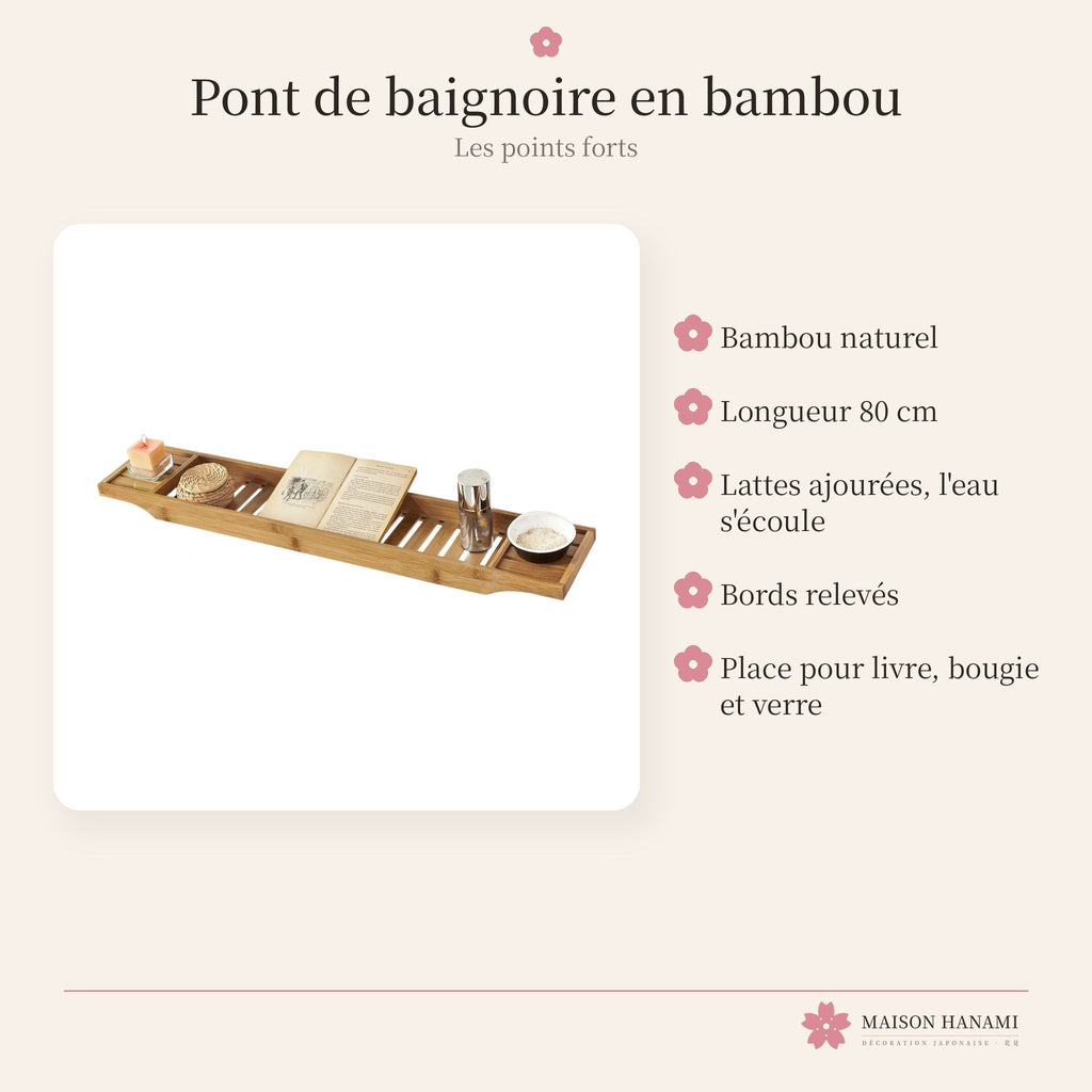 Pont de baignoire en bambou – plateau de bain – photo 4
