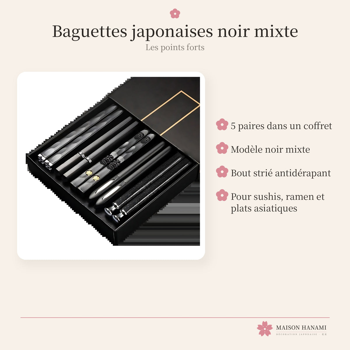 Baguettes japonaises noires – coffret cadeau – photo 4