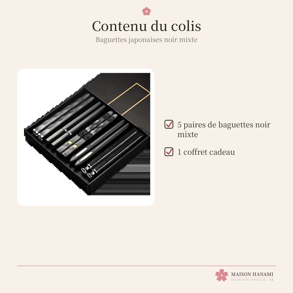 Baguettes japonaises noires – coffret cadeau – photo 6