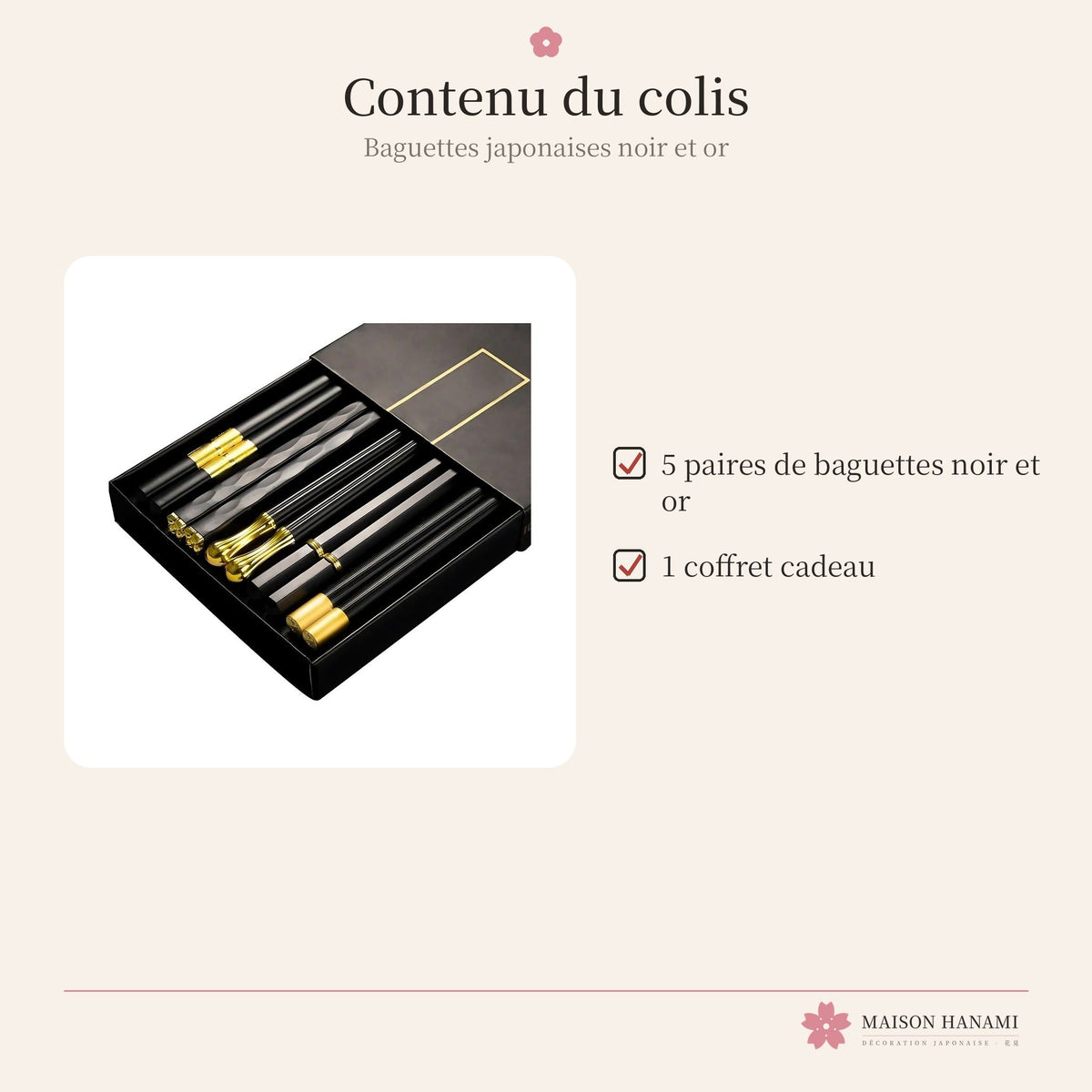 Baguettes japonaises noir et or – coffret cadeau – photo 6